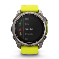 Garmin fenix&reg; 8 Solar Sapphire 51mm Titanium Case Amp Yellow & Graphite Silicone Strap Watch
