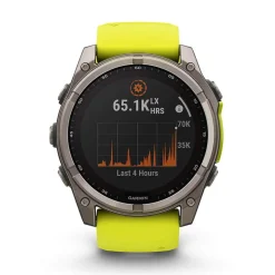 Garmin fenix&reg; 8 Solar Sapphire 51mm Titanium Case Amp Yellow & Graphite Silicone Strap Watch