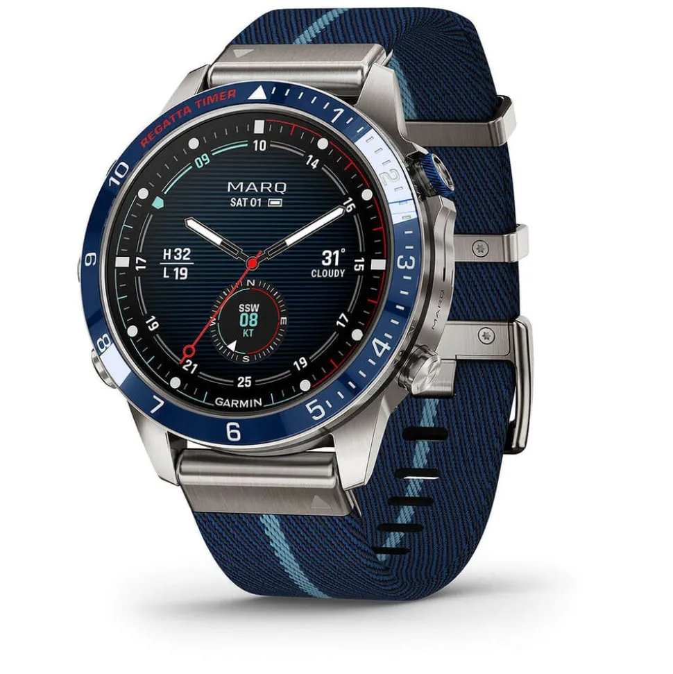 Garmin MARQ® Captain (Gen 2) 46mm Titanium Case Blue Ceramic Bezel Strap Watch