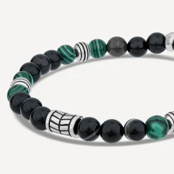 Gents Malachite/Tiger- Eye Agate Bead Bracelet