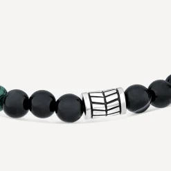 Gents Malachite/Tiger- Eye Agate Bead Bracelet