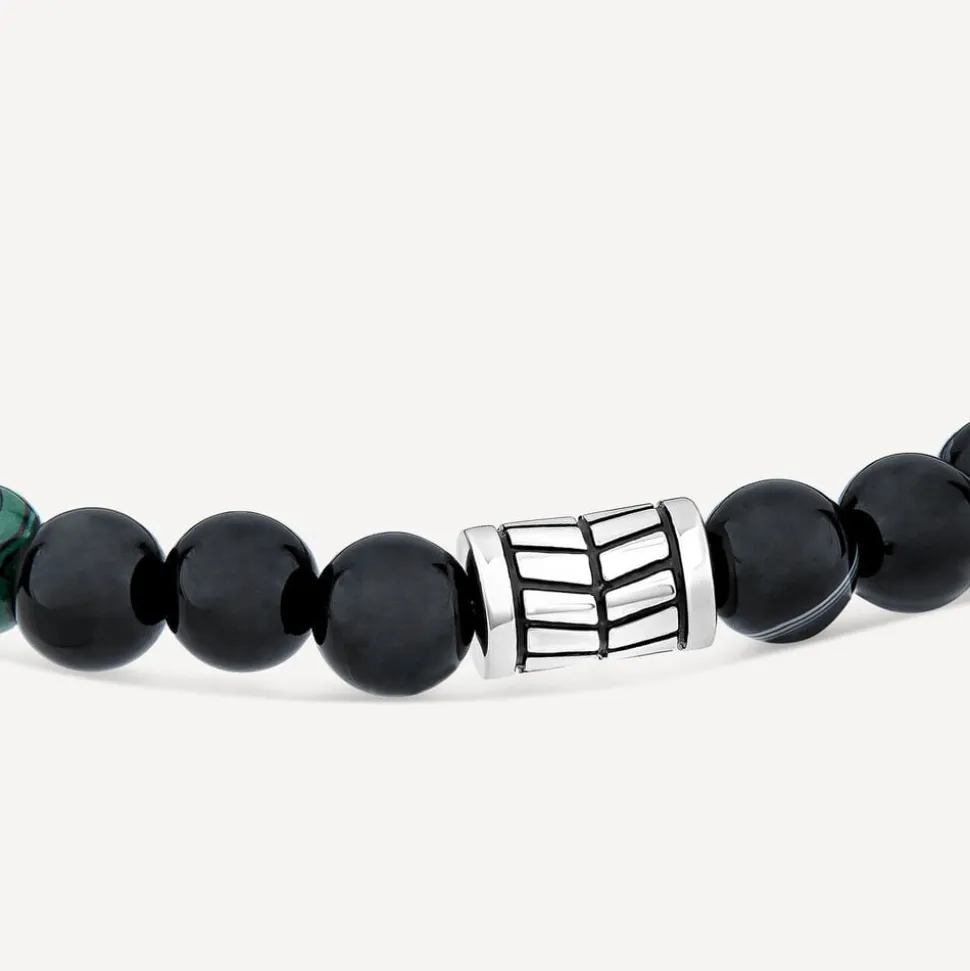 Gents Malachite/Tiger- Eye Agate Bead Bracelet
