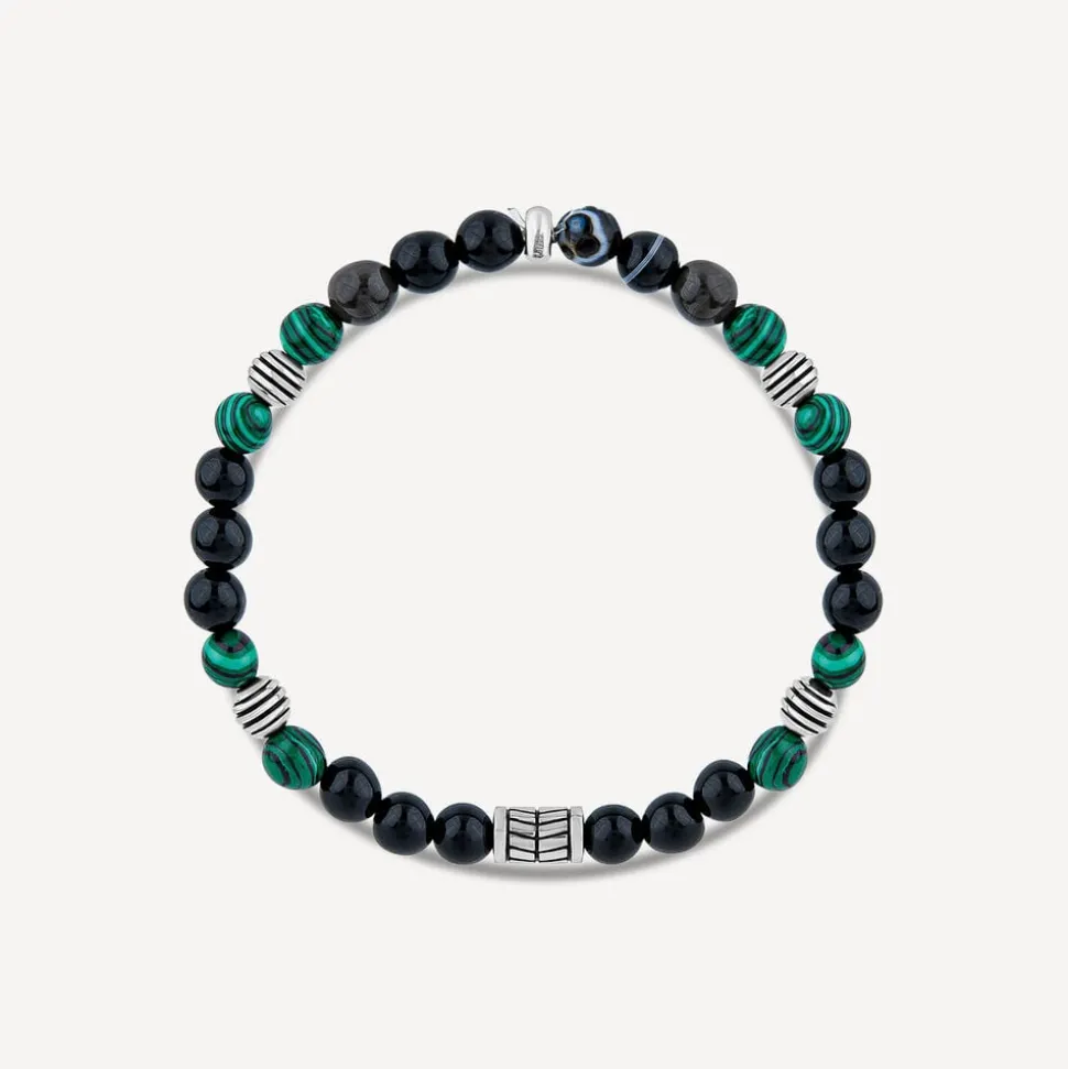 Gents Malachite/Tiger- Eye Agate Bead Bracelet