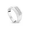 Gents Sterling Silver Two Line Square Cubic Zirconia Signet Ring