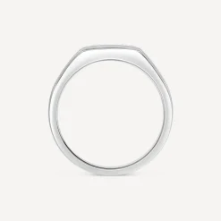 Gents Sterling Silver Two Line Square Cubic Zirconia Signet Ring