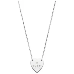 Gucci 48cm Trademark Silver Heart Pendant