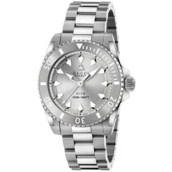 Gucci Dive 40mm Silver Dial Steel Bezel Bracelet Watch