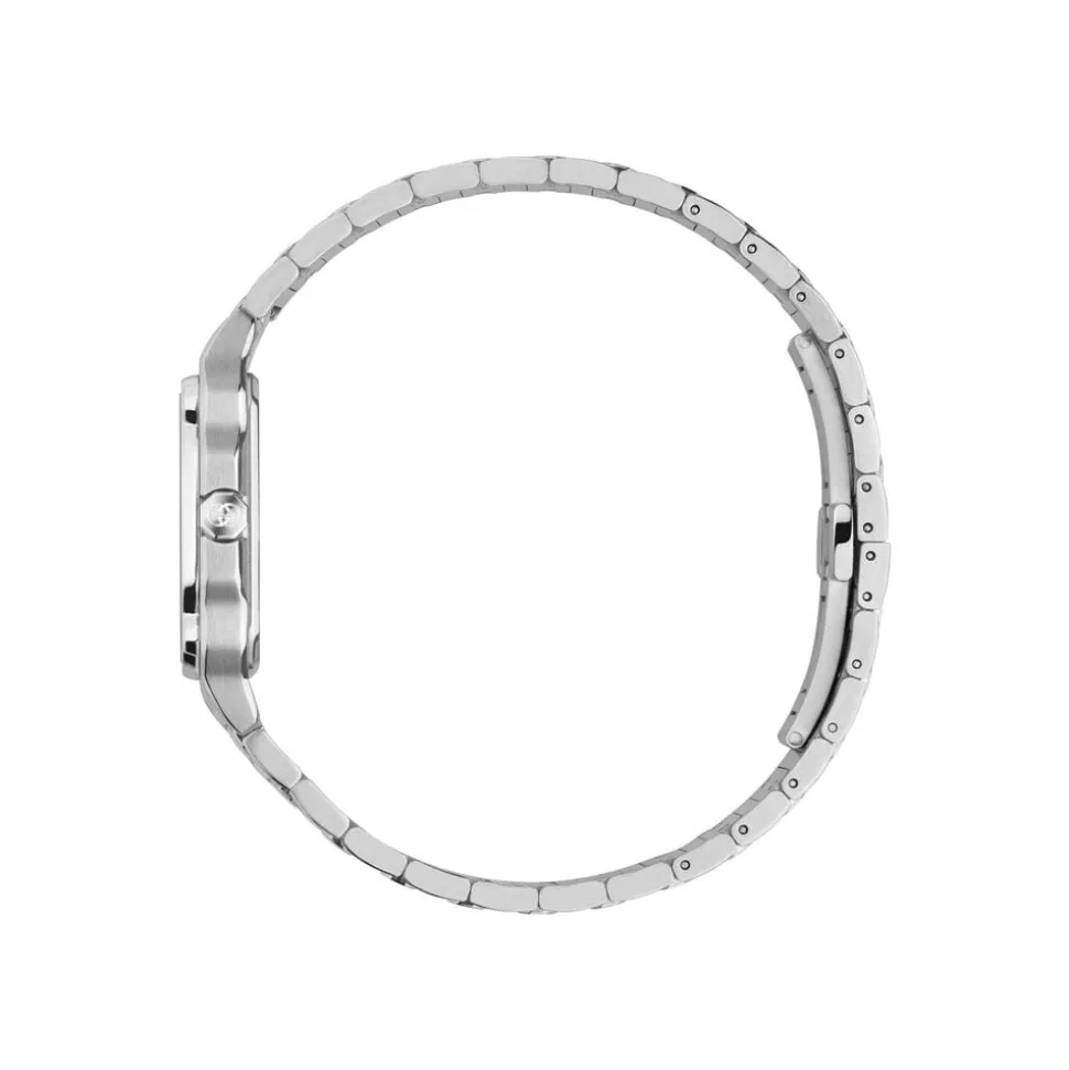 Gucci G-Flat 30mm Black Dial Stainless Steel Bracelet Watch