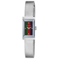 Gucci G-Frame Striped Steel Mesh 14mm Ladies' Watch