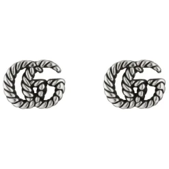 Gucci GG Marmont Butterfly Clasp Silver Earrings