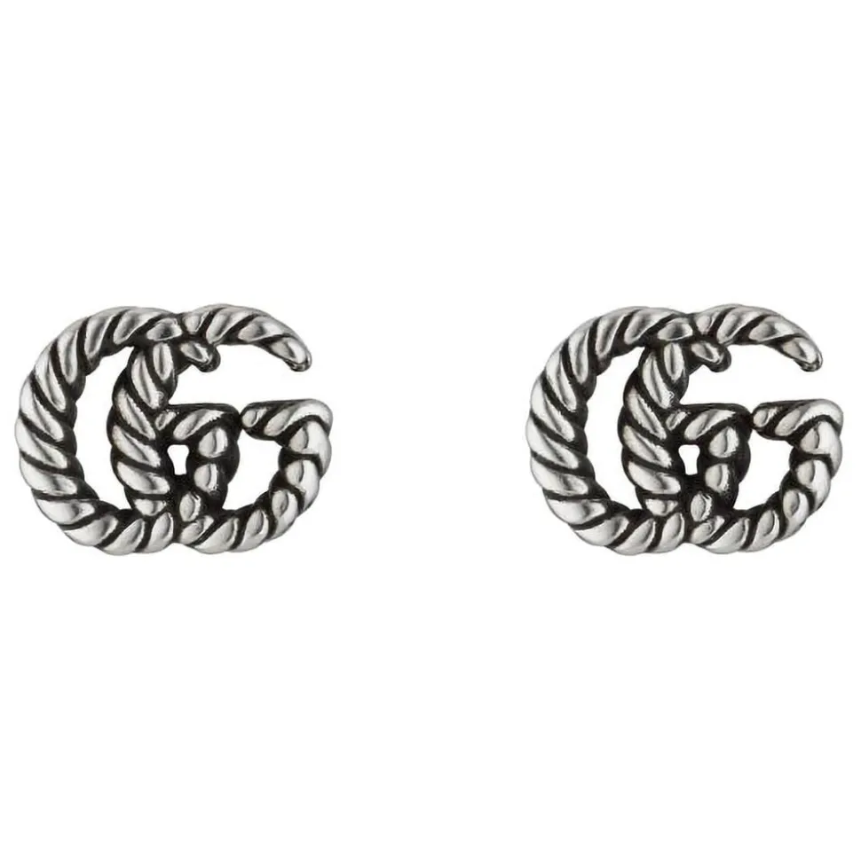 Gucci GG Marmont Butterfly Clasp Silver Earrings