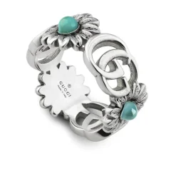Gucci GG Marmont Silver Blue Topaz Resing Ring (UK Size Q)