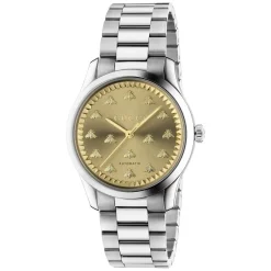 Gucci G-Timeless 38mm Golden Dial Steel Case Bracelet Watch