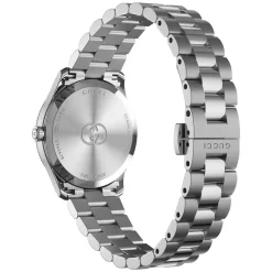 Gucci G-Timeless Quartz 29mm Pink Dial Diamond Dots Steel Bracelet Watch