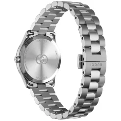 Gucci G-Timeless Quartz 29mm White MOP Dial Diamond Dots Steel Bracelet Watch
