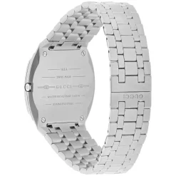 GUCCI 25H 34mm Quartz Silver Dial Steel Case Bracelet Watch