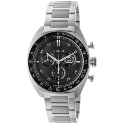Gucci Interlocking Chronograph 40mm Black Dial Steel Bracelet Watch