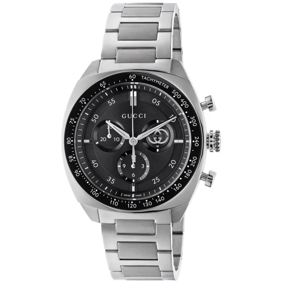 Gucci Interlocking Chronograph 40mm Black Dial Steel Bracelet Watch