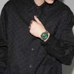 Gucci Interlocking Chronograph 41mm Green Dial Steel Bracelet Watch