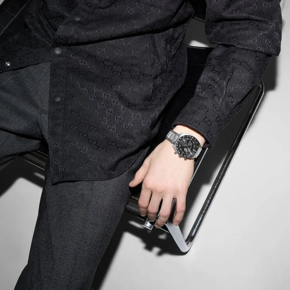 Gucci Interlocking Chronograph 40mm Black Dial Steel Bracelet Watch
