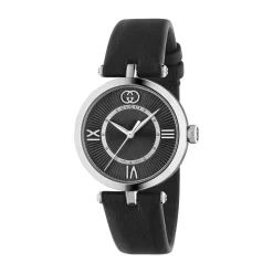 Gucci Model 2000 30mm Black Dial Leather Strap Watch