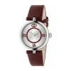 Gucci Model 2000 30mm Silver Dial Red Leather Strap Watch