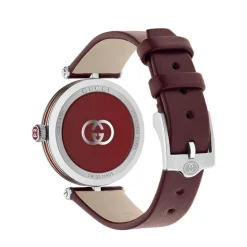 Gucci Model 2000 30mm Silver Dial Red Leather Strap Watch
