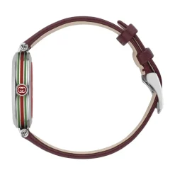 Gucci Model 2000 30mm Silver Dial Red Leather Strap Watch