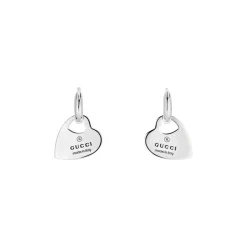 Gucci Trademark Heart Pendant Hoop Earrings