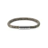 Gucci Trademark Supreme Beige & Ebony Canvas Sterling Silver Tag Bracelet (Size XL, 19cm)
