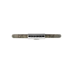 Gucci Trademark Supreme Beige & Ebony Canvas Sterling Silver Tag Bracelet (Size XL, 19cm)