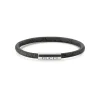 Gucci Trademark Supreme Dark Grey & Black Canvas Sterling Silver Tag Bracelet (Size XL, 19cm)