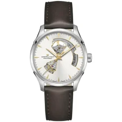 Hamilton Jazzmaster Open Heart 40mm Silver Dial Brown Leather Strap Watch