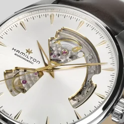 Hamilton Jazzmaster Open Heart 40mm Silver Dial Brown Leather Strap Watch