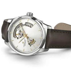 Hamilton Jazzmaster Open Heart 40mm Silver Dial Brown Leather Strap Watch