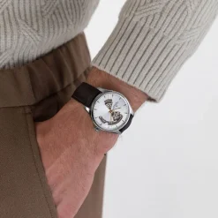 Hamilton Jazzmaster Open Heart 40mm Silver Dial Brown Leather Strap Watch