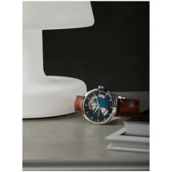 Hamilton Jazzmaster Open Heart 40mm Blue Dial Steel Case Brown Leather Strap Watch