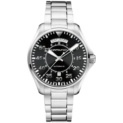 Hamilton Khaki Aviation Pilot Day Date Auto 42mm Black Dial Steel Case & Bracelet Watch