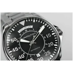 Hamilton Khaki Aviation Pilot Day Date Auto 42mm Black Dial Steel Case & Bracelet Watch