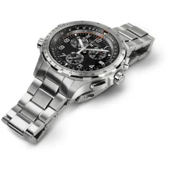 Hamilton Khaki Aviation X-Wind GMT Chrono Quartz 46mm Black Dial Steel Bracelet Watch