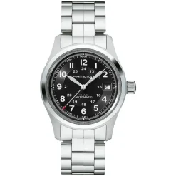 Hamilton Khaki Field Auto 38mm Black Steel Case Black Strap Watch