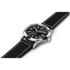 Hamilton Khaki Field Auto 38mm Black Dial Steel Case Black Leather Strap Watch