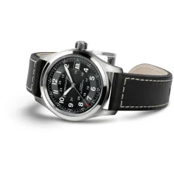 Hamilton Khaki Field Auto 38mm Black Dial Steel Case Black Leather Strap Watch