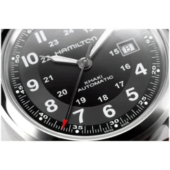 Hamilton Khaki Field Auto 42mm Black Dial Steel Case Brown Strap Watch
