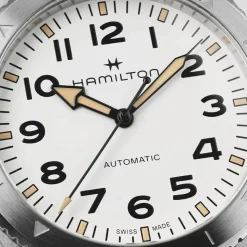 Hamilton Khaki Field Expedition Auto 41mm White Dial Steel Case Green Strap Watch