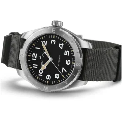 Hamilton Khaki Field Expedition Auto 41mm Black Dial Steel Case Grey Strap Watch