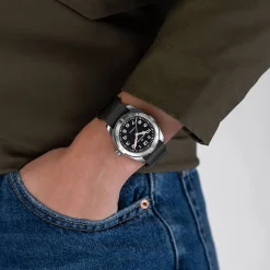 Hamilton Khaki Field Expedition Auto 41mm Black Dial Steel Case Grey Strap Watch
