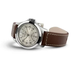 Hamilton Khaki Field King Auto 40mm Beige Dial Steel Case Brown Leather Strap Watch