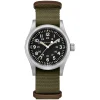 Hamilton Khaki Field Mechanical 38mm Black Dial Steel Case Green Strap Watch