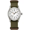 Hamilton Khaki Field Mechanical 38mm White Dial Steel Case Green Strap Watch